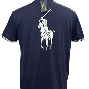 Polo by Ralph Lauren Blue and White Polo Shirt with Iconic Logo